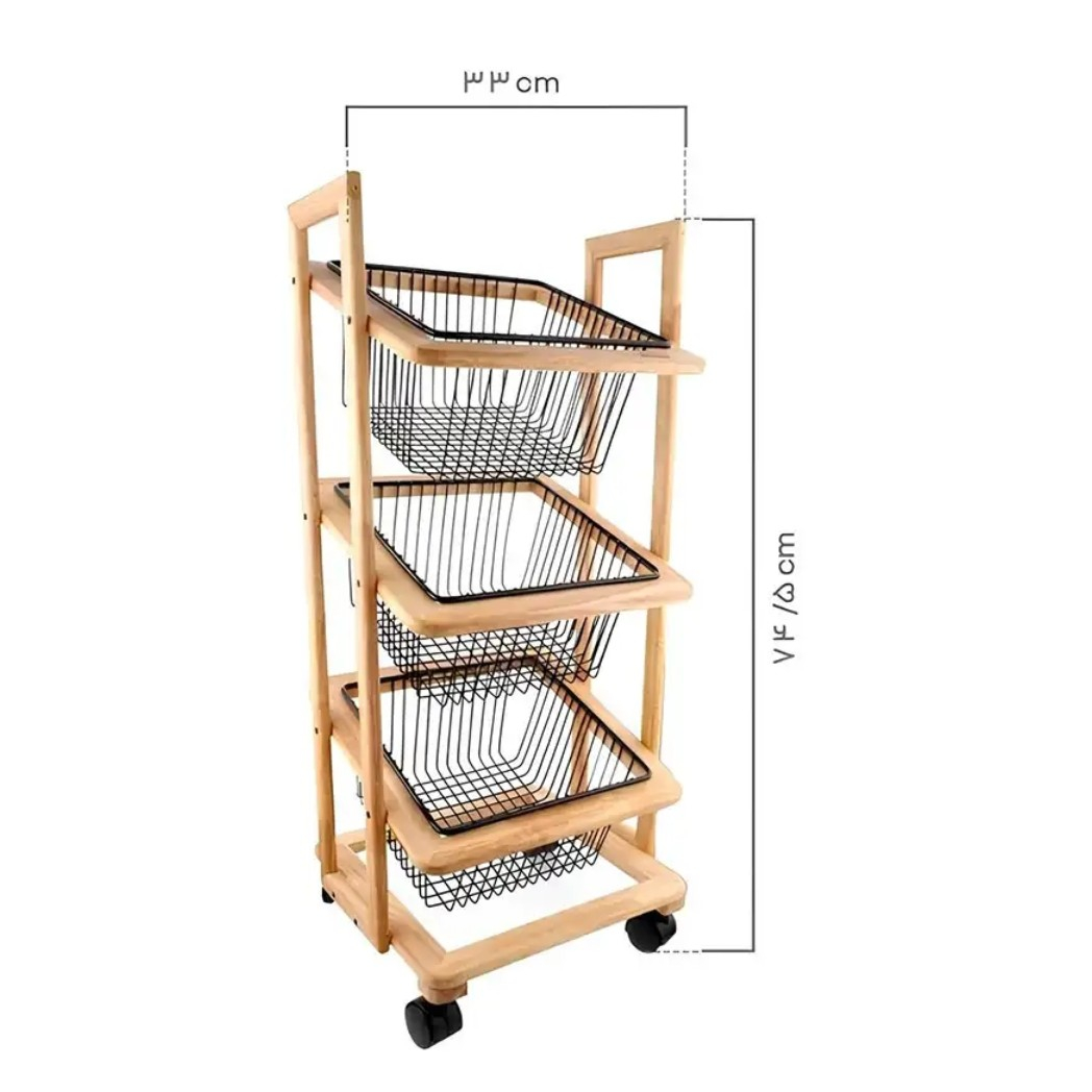 سبد سیب زمینی و پیاز ریور مدل سه طبقه چوبی کد HS3911 - تصویر 5